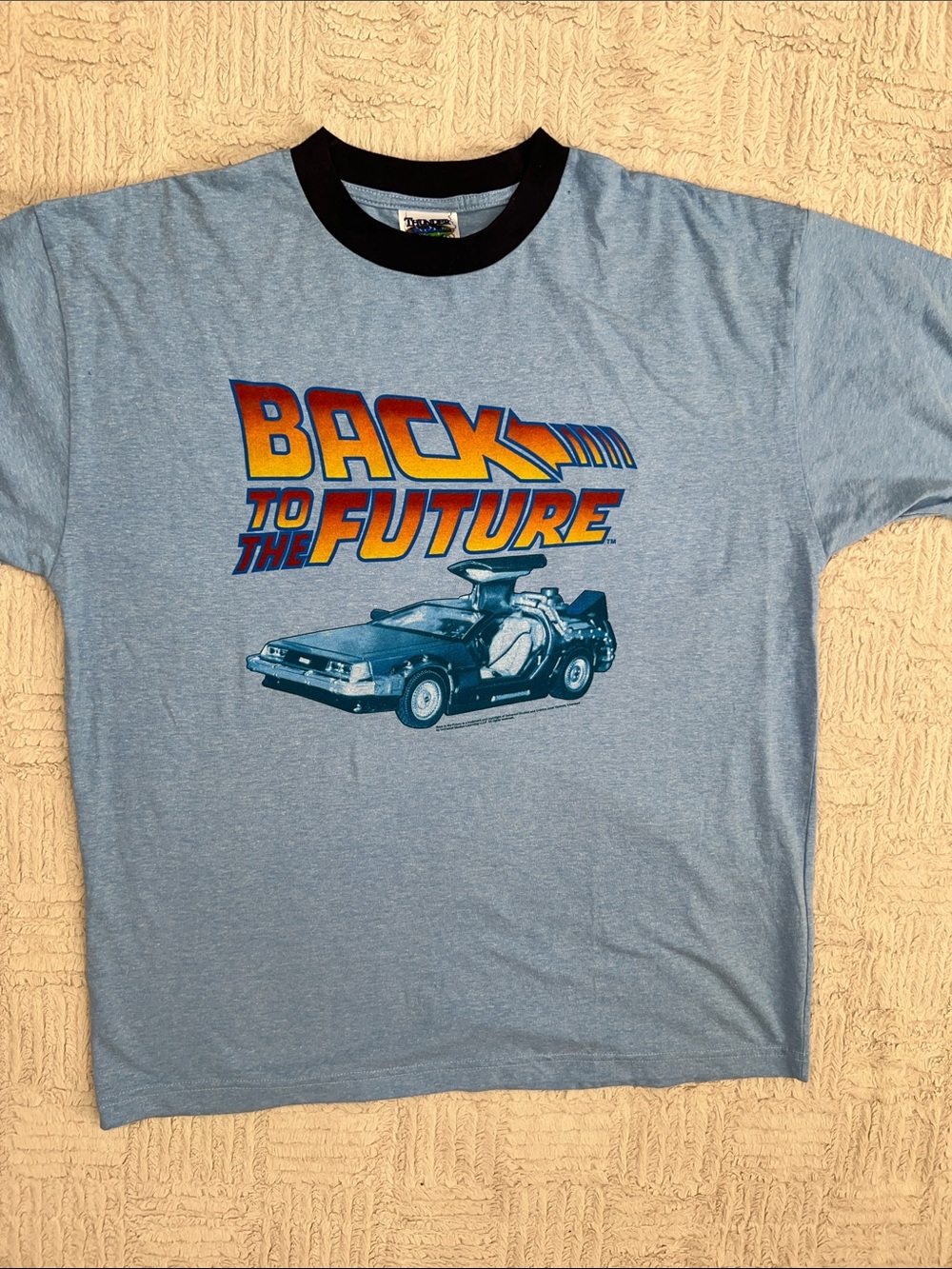 Vintage Back to the Future Graphic Ringer Tee - Light Blue, Size XL, NWOT
